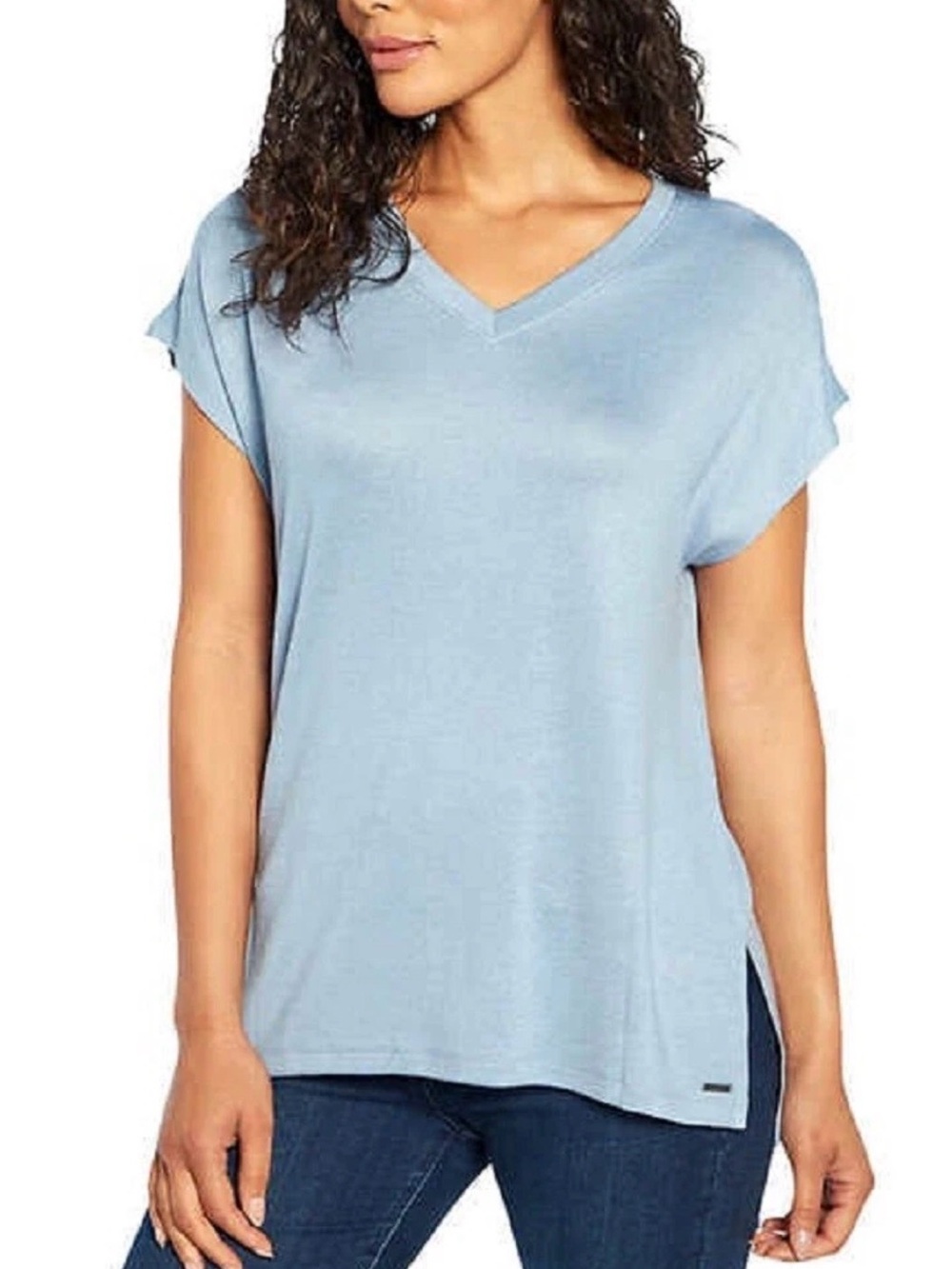 Orvis Light Blue V-Neck Short Sleeve Tee